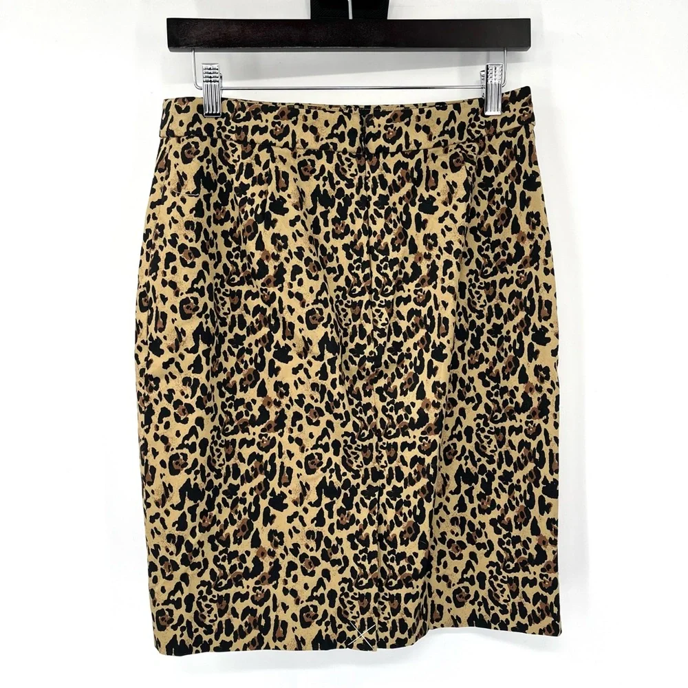 J.CREW No. 2 Pencil Skirt Animal Print Cheetah NWT 4P Career New Stretch Cotton